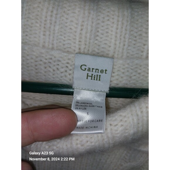 Garnet Hill Women's Small Lambswool  Angora Blend Sweater Cream - Picture 4 of 5